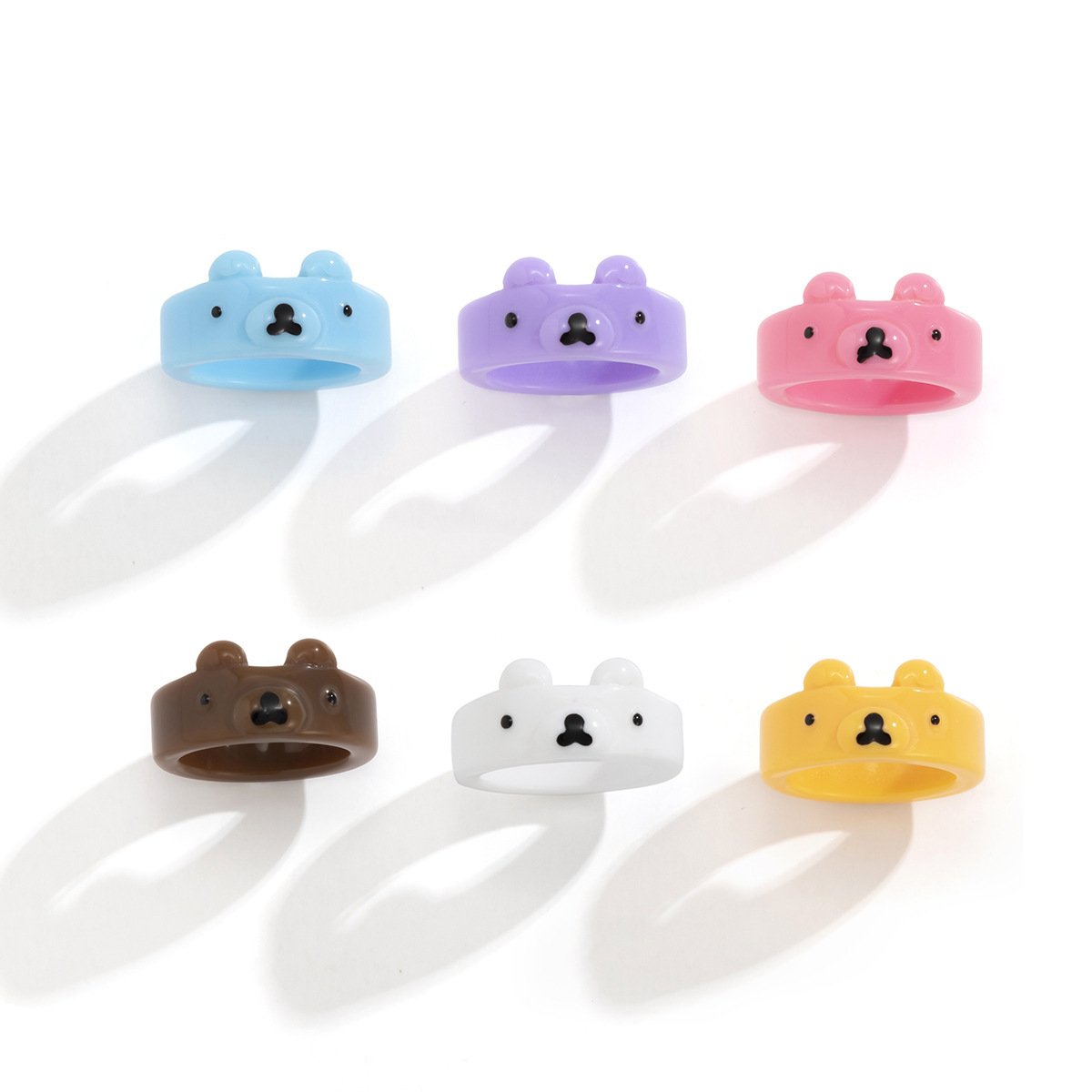 Jewelry simple octopus bear animal resin ring candy color cartoon three-dimensional ring