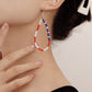 Jewelry hand-woven blue, red and white rice beads geometric drop-shaped pendant all-match earrings earrings