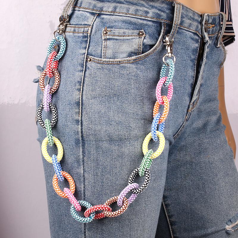 Trendy Street Retro Color Resin Pants Chain Hip Hop Waist Chain Hanging Chain Belt Clothing Accessories