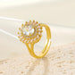 White Crystal Zircon Ring Fashion Light Luxury Personality Full Diamond Sunflower Index Finger Ring Topaz Jewelry