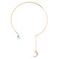 Fashion Jewelry Simple Elegant Diamond Moon Drop Ladies Short Necklace Necklace