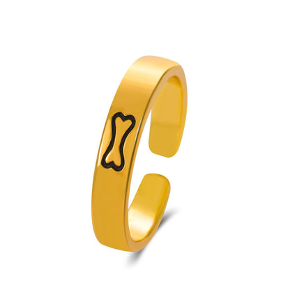 Ins cartoon cute couple ring fashion simple niche design bone puppy opening index finger ring