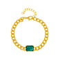 ins simple green square zircon bracelet fashion exaggerated personality emerald Cuban chain thick chain bracelet