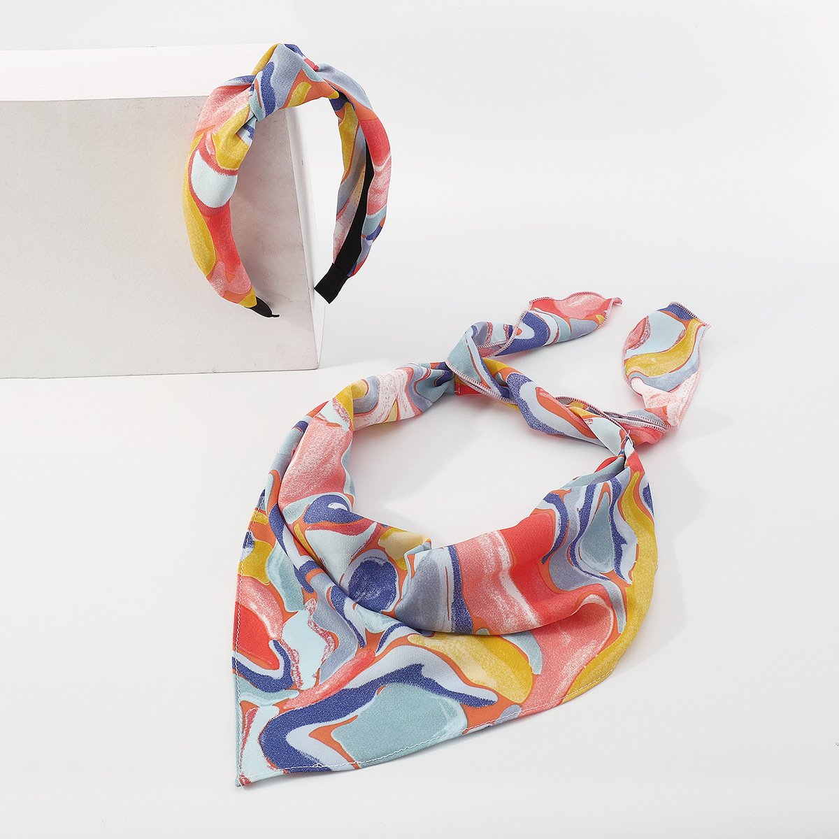 F4582 Bohemian ethnic holiday headband fabric exaggerated geometric color printing fashion headscarf headband