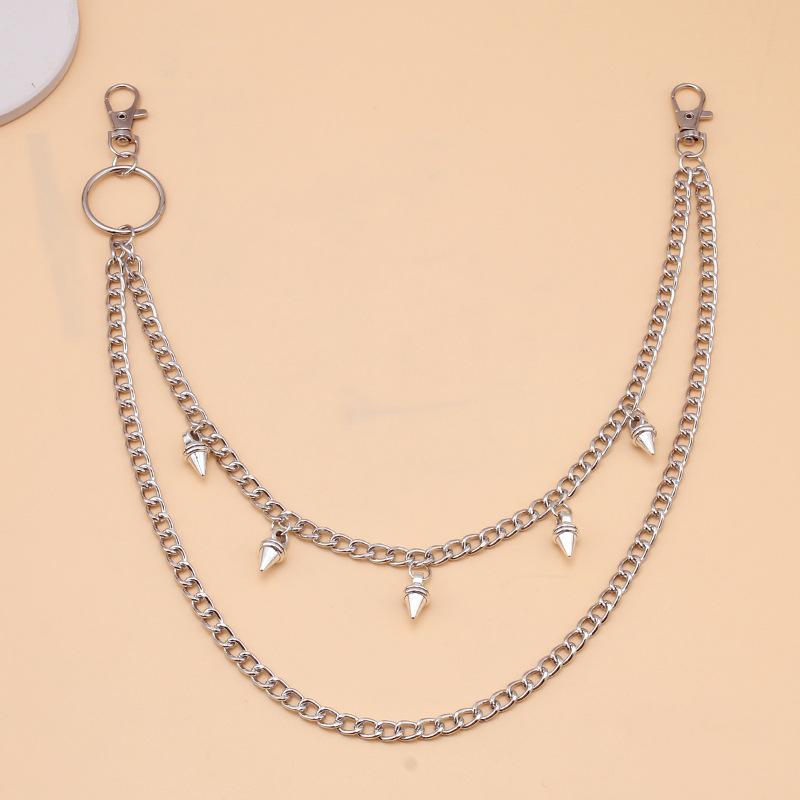 Simple fashion grid waist chain pants chain versatile double-layer chain bullet pendant decorations