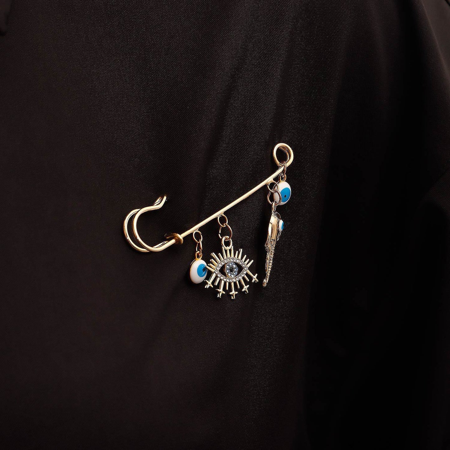 Jewelry ins geometric devil's eye pendant chest pendant pin female trend exaggerated pin accessories