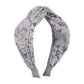 F475 Retro literary and artistic geometric headband elegant printed fabric wide-brimmed headband going out to wash face hair accessories