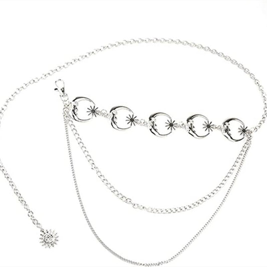 Simple and versatile variety of styles chain moon waist decoration female personality trend sun pendant waist chain