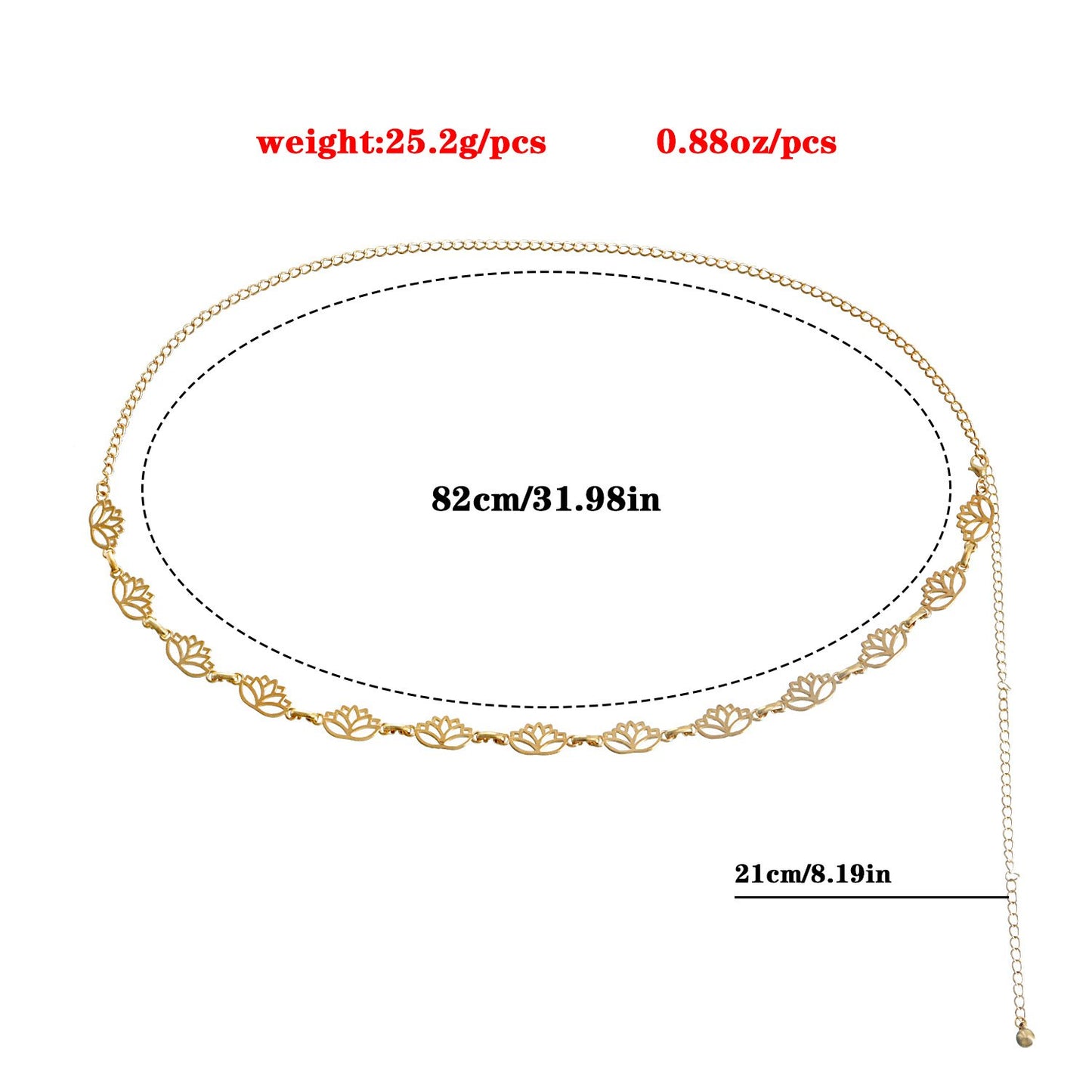 Jewelry ins splicing chain lotus pendant waist ornament female retro adjustable hollow flower waist chain