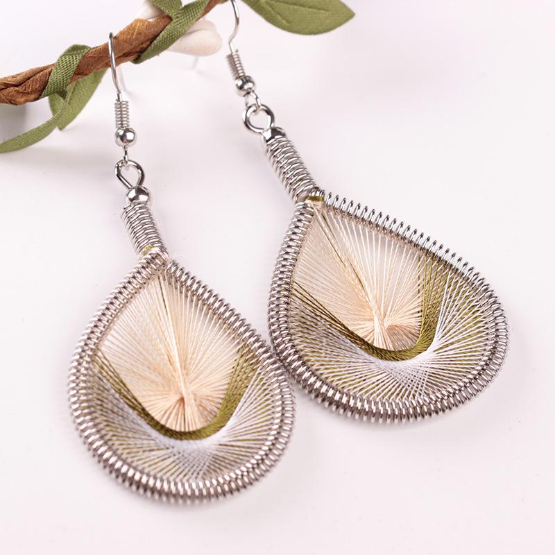 Ethnic pure handmade feather earrings silk bohemian earrings jewelry
