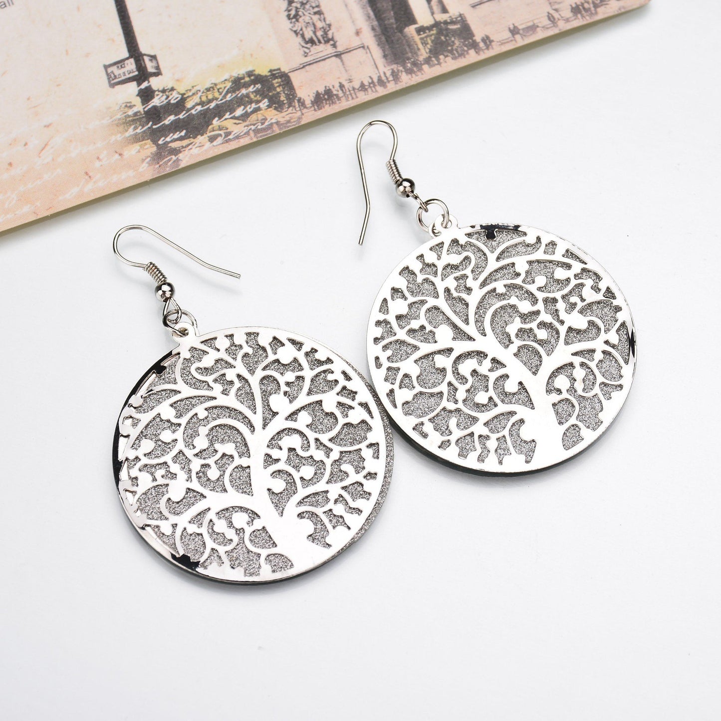 Year Fashion Popular Elements Hollow Tree Frosted Earrings Ladies Earrings