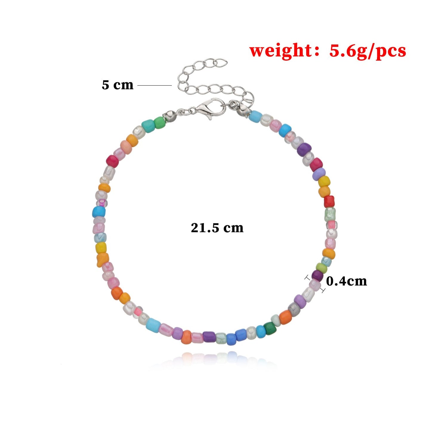 Ornaments Popular Colorful Rice Beads Anklet Female Fashion Handmade Adjustable Foot Jewelry