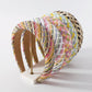 F4222 Fashion Color Contrasting Ethnic Headband Raffia Braided Sponge Headband Wide Brimming Simple Personality Hair Accessories for Women