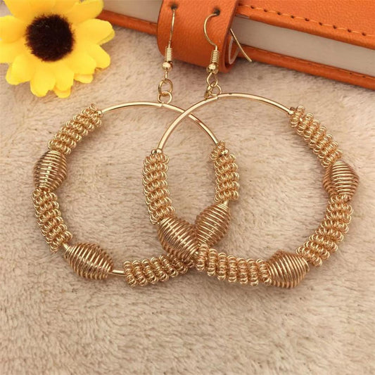 Exaggerated personality hollow single-ring bamboo spring large hoop earrings versatile hoop earrings earrings for women