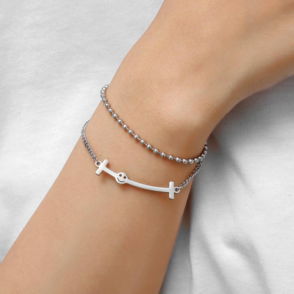 Neutral indifferent smiling face star moon stainless steel pendant bracelet bracelet hand jewelry