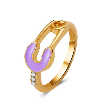 Ins cold geometric ring dripping oil paper clip ring creative net red design tail ring