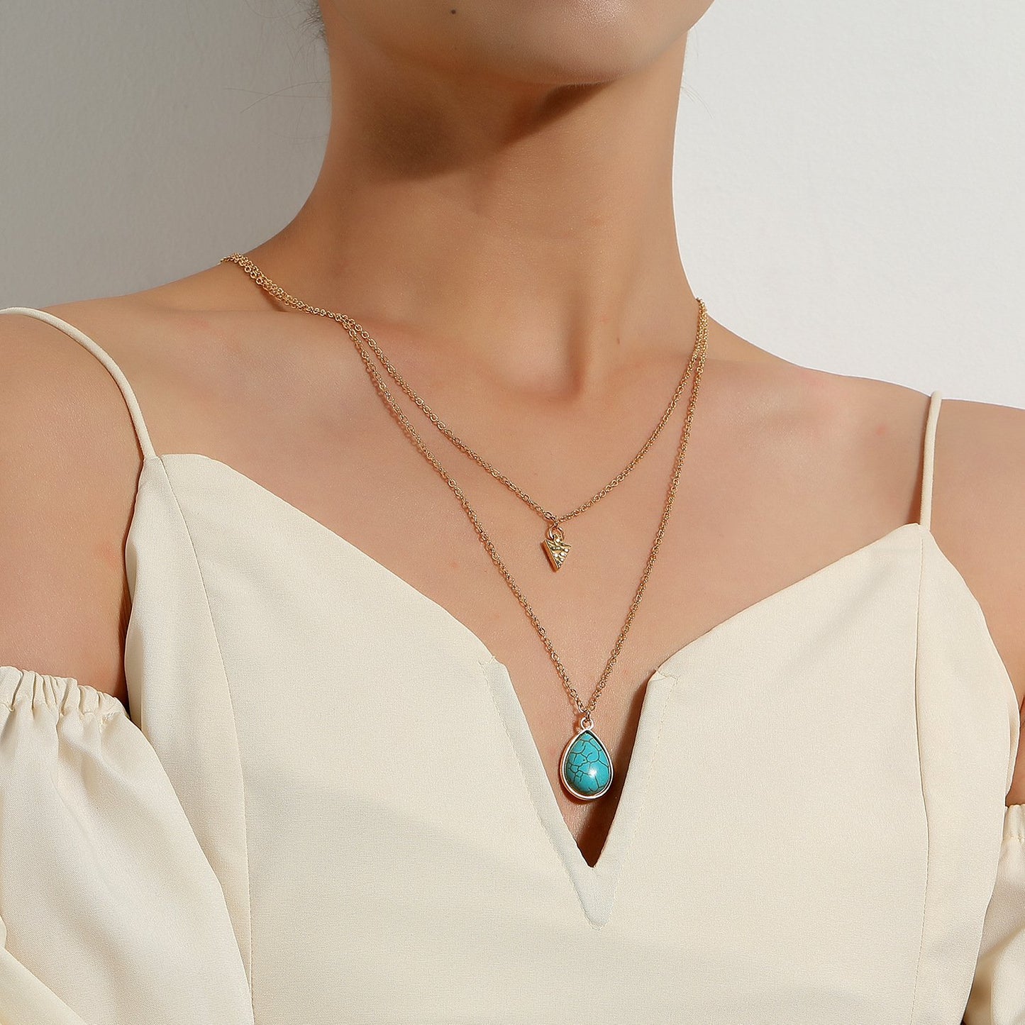 Jewelry fashion gold turquoise pendant necklace female punk trend cross pendant necklace