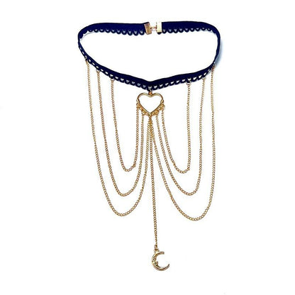 Jewelry Sexy Beach Love Moon Leg Chain Metal Body Chain Multilayer Chain Tassel Thigh Chain