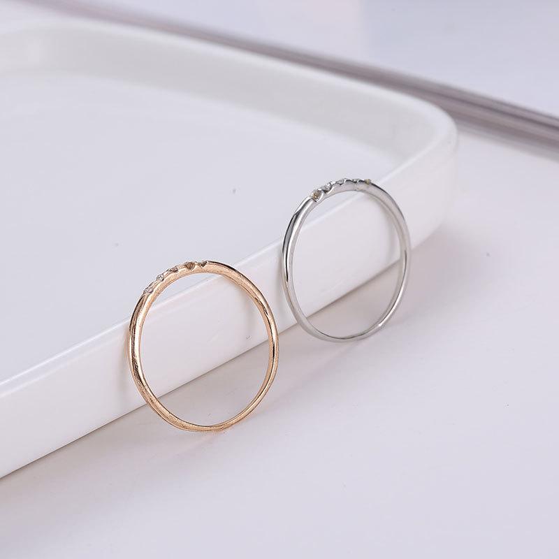 Simple Ruili 5 diamond fine version female joint thin ring copper inlaid rhinestone ring couple ring