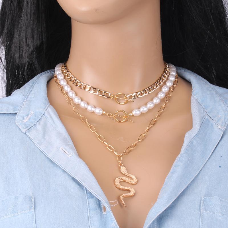 Ins super fire black agate peach heart clavicle chain imitation pearl necklace female trendy net red clavicle chain heart-shaped necklace