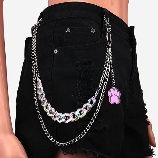 Jewelry hip-hop smiley bear paw pendant waist chain female punk metal chain all-match pants chain waist ornament