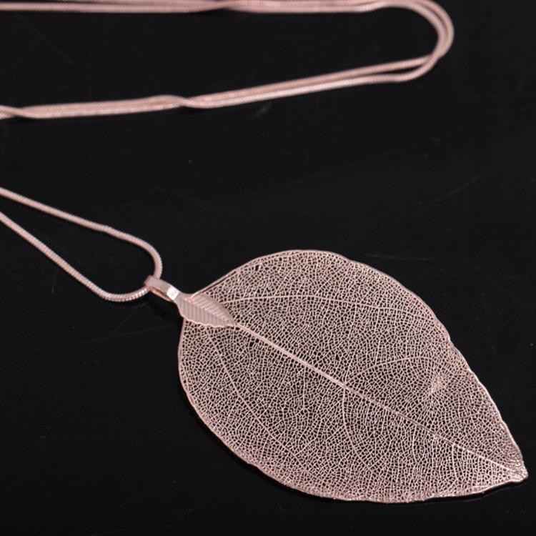 Real leaf specimen necklace fashion simple leaf pendant sweater chain necklace jewelry