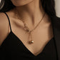 Trendy personality Y-shaped clavicle chain punk handcuffs lock ball pendant double-layer chain necklace