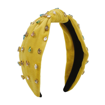 F4689 Jewelry fabric knotted water drop color diamond wide-brimmed headband Mori girl small fresh headband