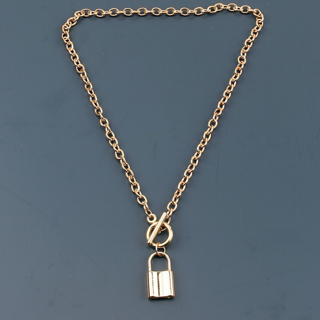 Fashion Trend Jewelry Simple Versatile OT Buckle Lock Accessories Retro Lock Necklace Female