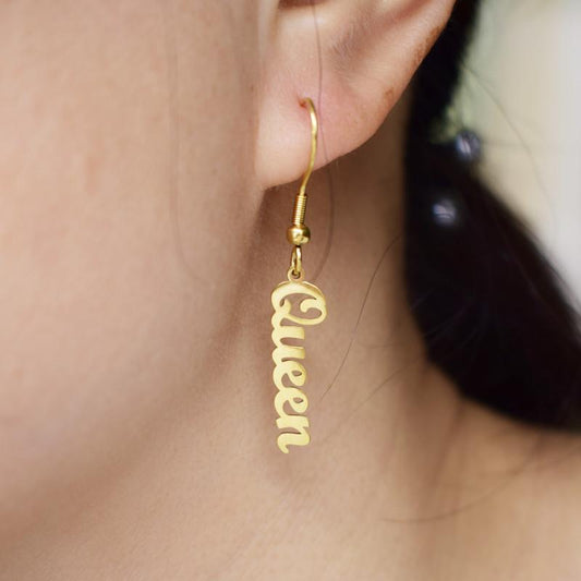 Non-fading titanium steel creative letter Queen earrings hip-hop simple all-match letter accessories