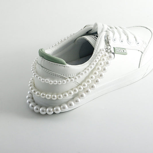 Jewelry ins three-layer high-gloss pearl handmade fishing line woven shoe chain geometric high-end foot decoration