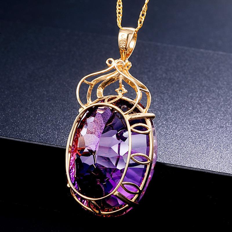 Women Fashion Luxury Amethyst Pendant Necklace Ametrine Gemstone Necklace Jewelry