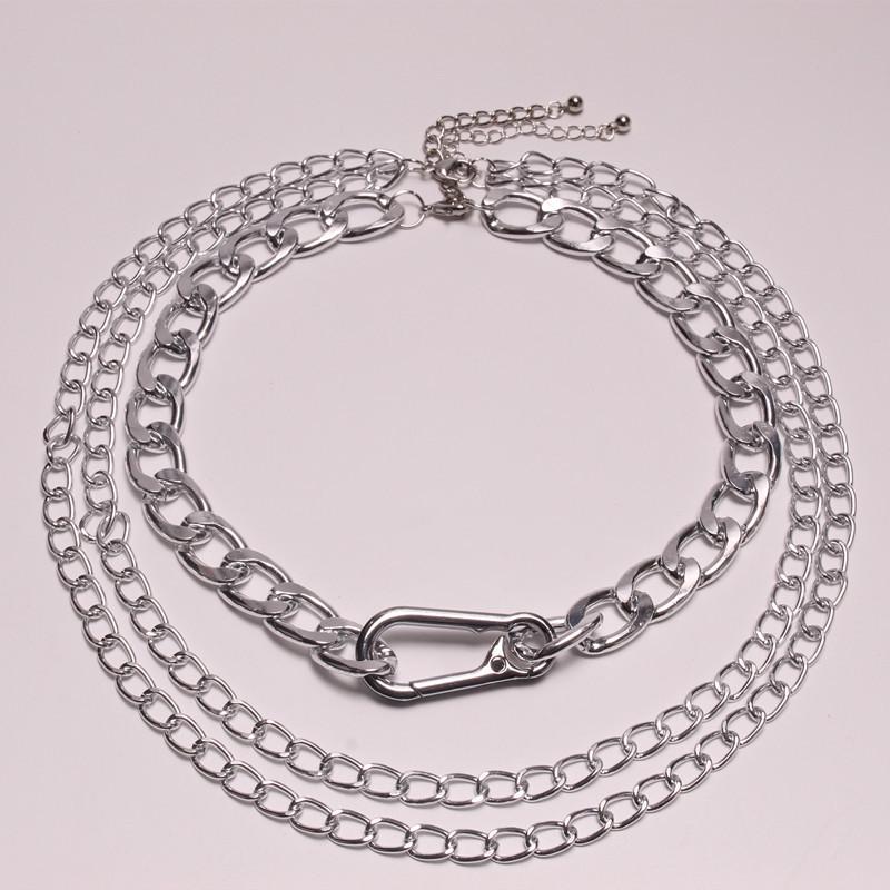 Jewelry Punk Geometric Thick Chain Clavicle Necklace Female Hip Hop Trend Metal Keychain Necklace