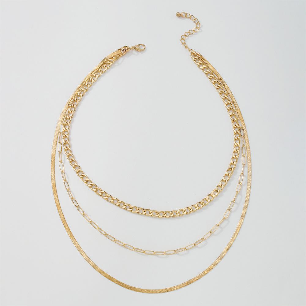 N8623 fashion multi-layer necklace women's creative simple flat snake chain necklace retro Hong Kong niche necklace