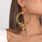 E1939 Punk Hip Hop Earrings Circle Hollow Chain Flower Earrings Geometric Personality Earrings