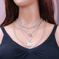Jewelry multi-layer retro round card lace tag necklace female hip-hop thick chain necklace two-piece set