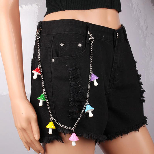 Fashion personality wild mushroom head pants chain ins temperament simple acrylic pants chain