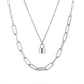 Fashionable and simple double-layer stacked stitching neutral cold stainless steel lock necklace