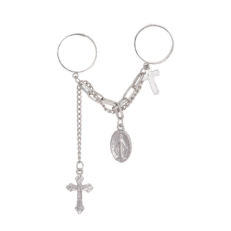 ins chain cross combination ring fashion punk hip-hop one-piece ring for men and women
