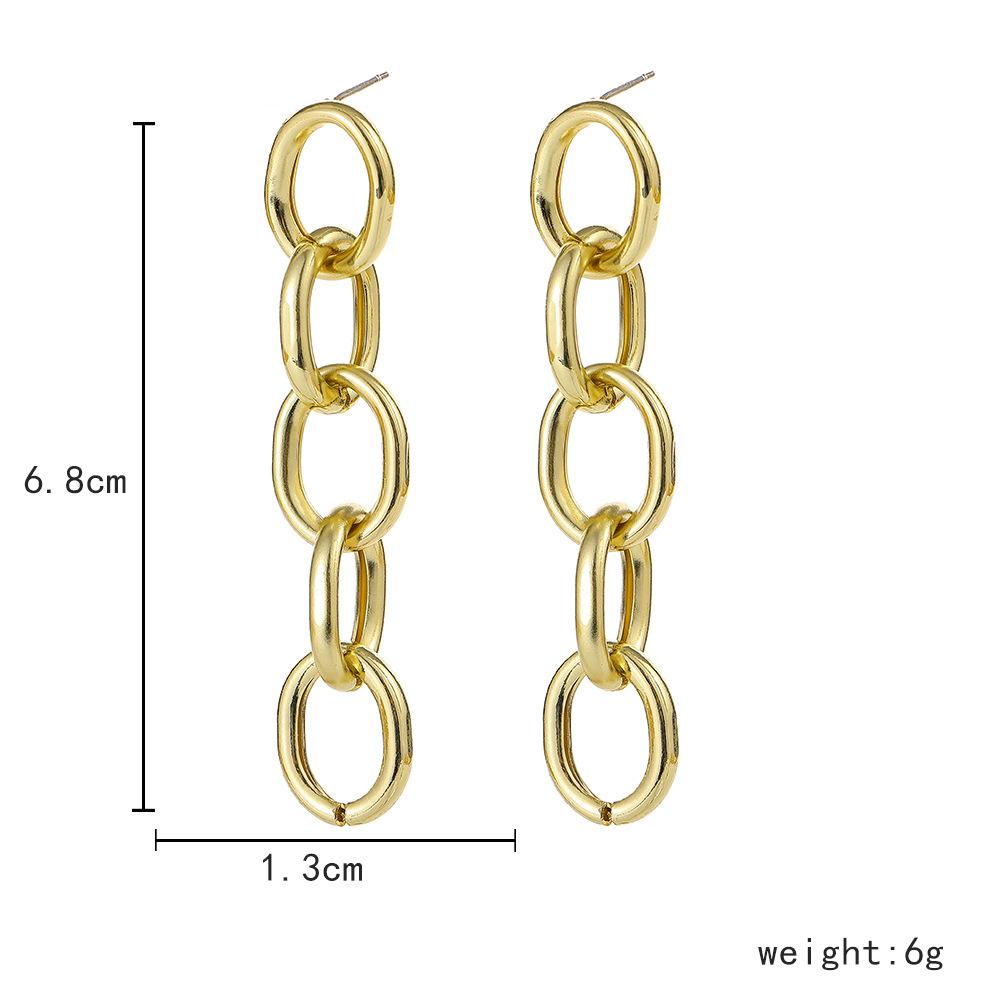 Dongdaemun personalized tassel earrings ins simple O-shaped chain exaggerated lady trendy hip-hop earrings