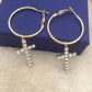Extremely simple personality diamond cross earrings female earrings Baroque court earrings retro earrings earrings earrings
