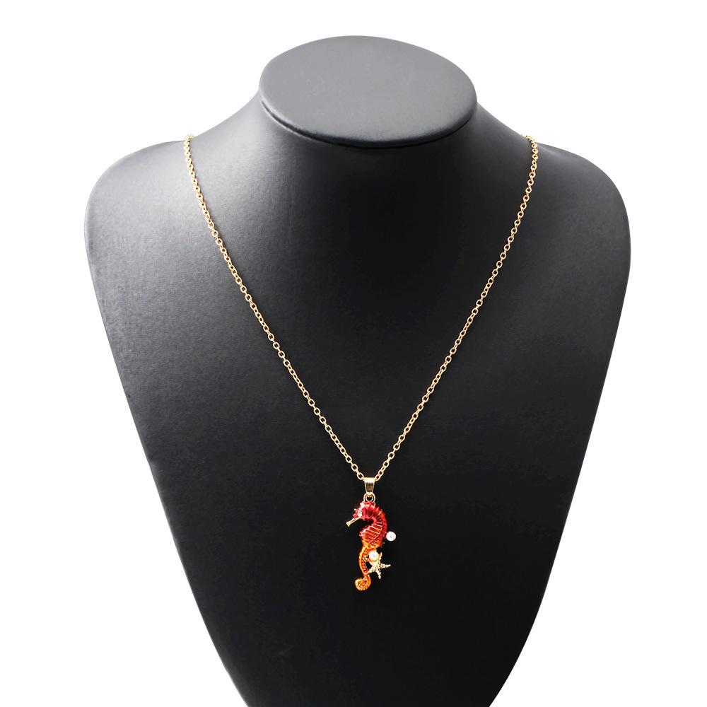 Fashion Creative Items Ocean Series Starfish Pearl Personality Seahorse Pendant Necklace