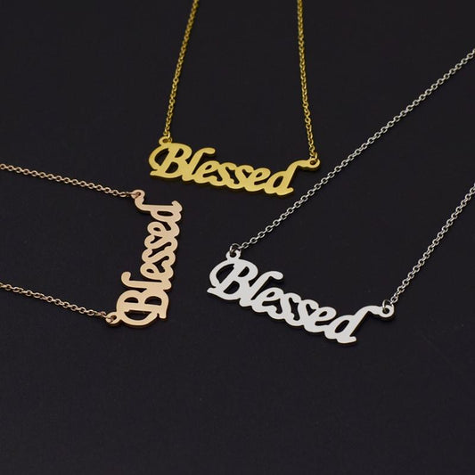 Blessed Necklace Simple Creative Alphabet Pendant Lucky Couple Gift