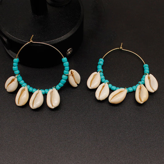 Ear Jewelry Exaggerated Shell Earrings Female Fashion Temperament Rice Bead Earrings