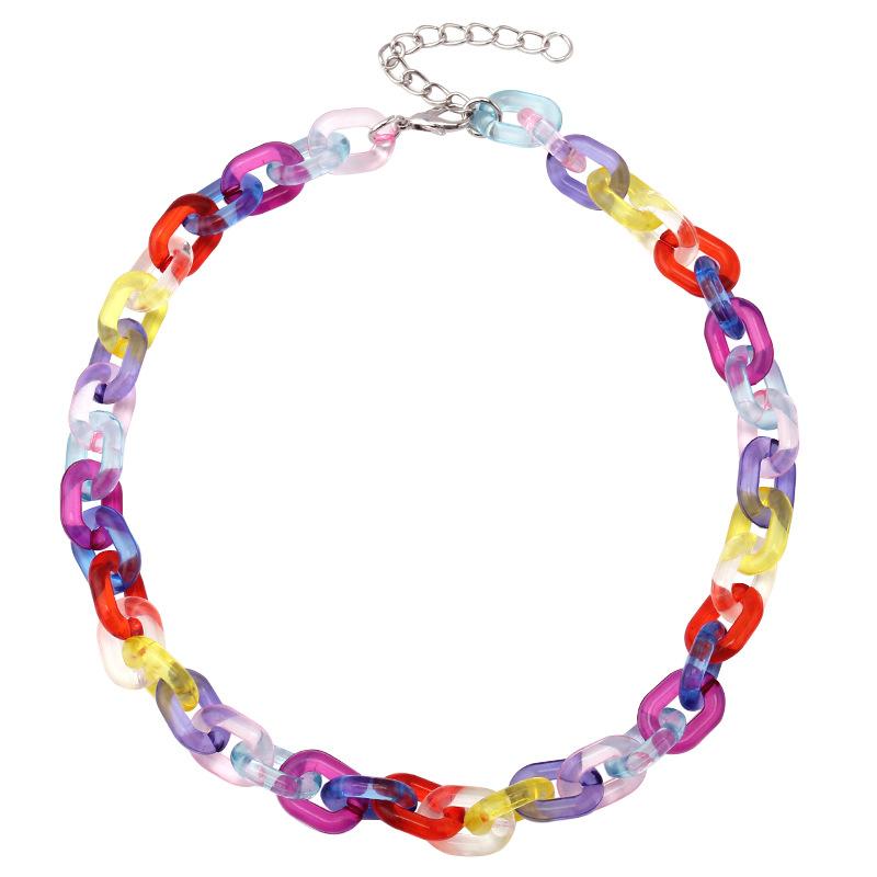 Ins net red same style candy-colored acrylic chain trendy hip-hop transparent cold necklace pants chain