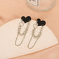 Ins black love earrings cold net red fashion heart-shaped chain earrings long tassel earrings tide