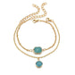 Fashion Jelly Green Bezel Diamond Bracelet Ladies Geometric Square Round Pendant Bracelet