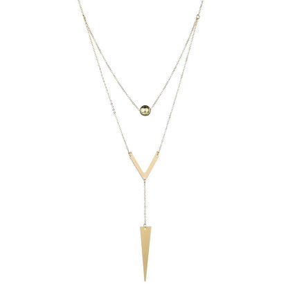 Jewelry Fashion Sexy Small V Letter Tassel Iron Triangle Necklace Double Layer Necklace