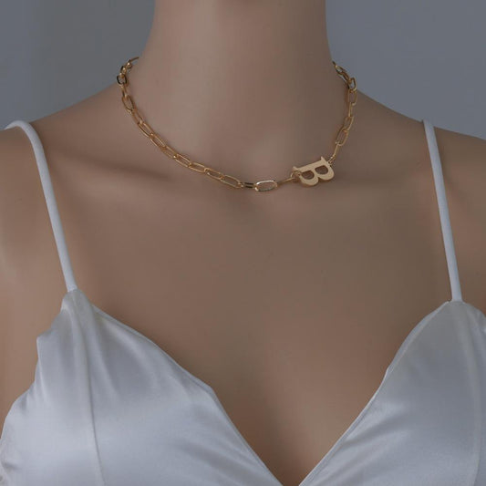 Fashion Simple Letter B Necklace Clavicle Chain Choker Ladies Accessories