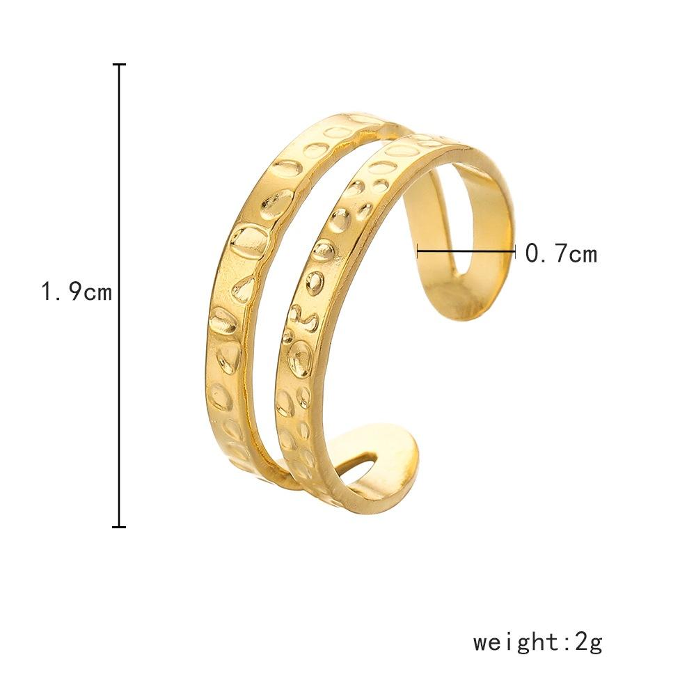 Simple ins stainless steel opening hammer pattern adjustable ring retro fashion design versatile ladies ring